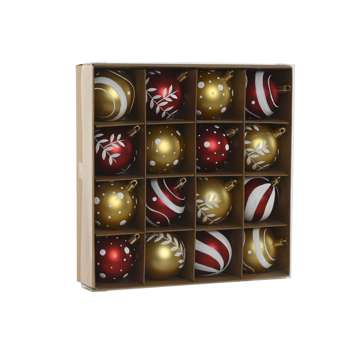 Julekugler Home ESPRIT Rød Gylden PVC 25 x 6 x 25 cm (16 Dele)