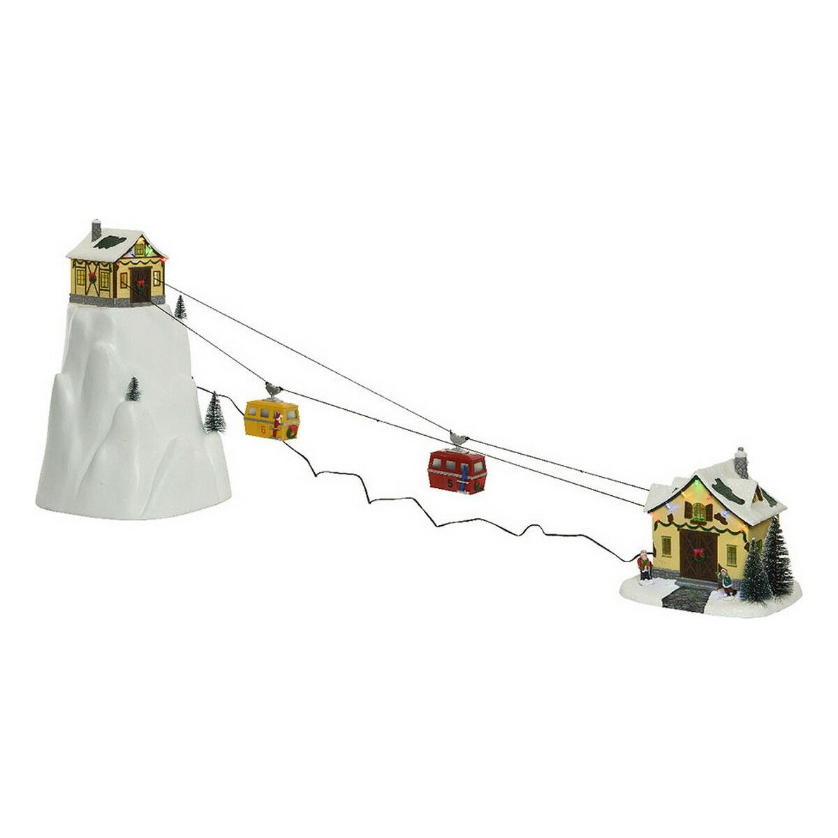 Julepynt Snowy Adventures LED Lys Musik Scene Varm hvid 31,5 x 32,5 x 53 cm